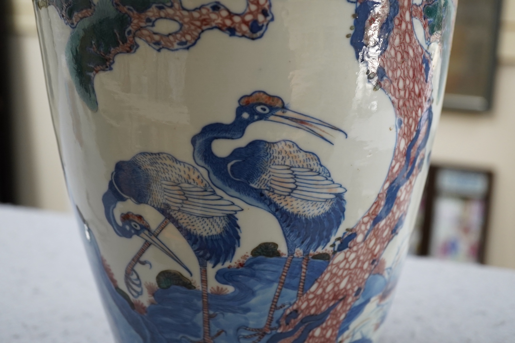 An unusual Chinese underglaze blue and copper red ‘longevity’ vase, 19th century